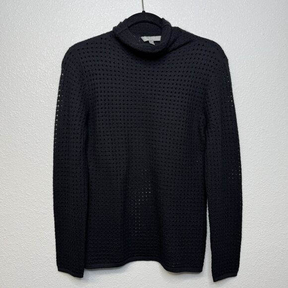 Neiman Marcus The Cashmere Collection Womens Turtle Neck Black Blouse M - Picture 1 of 4